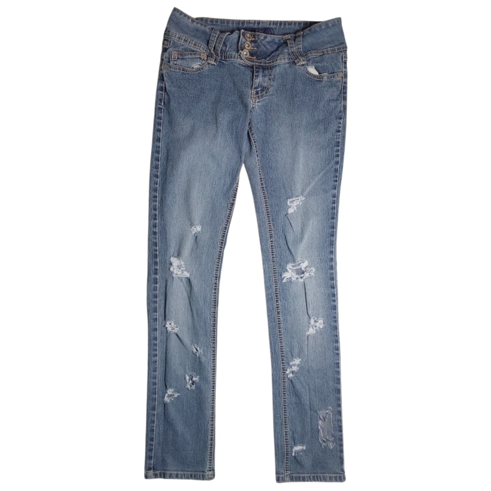 Angels Women's Light Blue Distressed Skinny Jeans Size 7